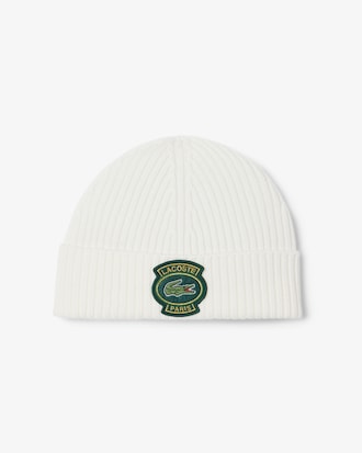 Unisex Ribbed Wool Badge Beanie