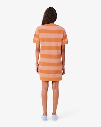 Striped Mesh Knit T-Shirt Dress