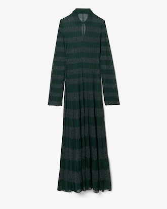 Runway Polo Collar Pointelle Maxi Dress