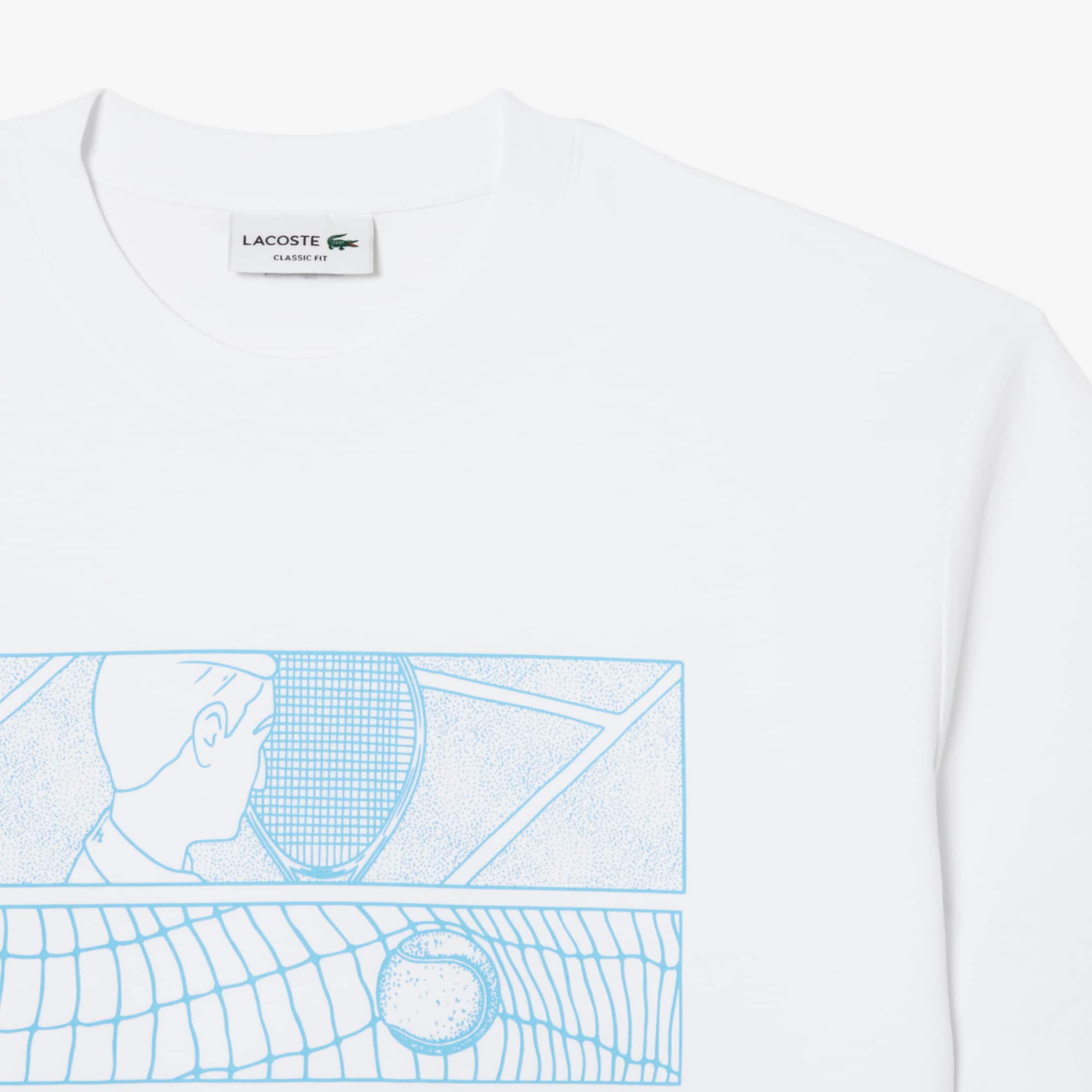 Men's Tennis Court Print Cotton T-Shirt
