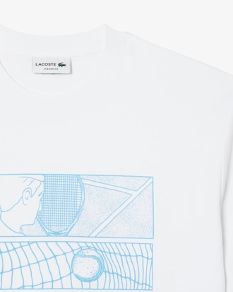 Men's Tennis Court Print Cotton T-Shirt