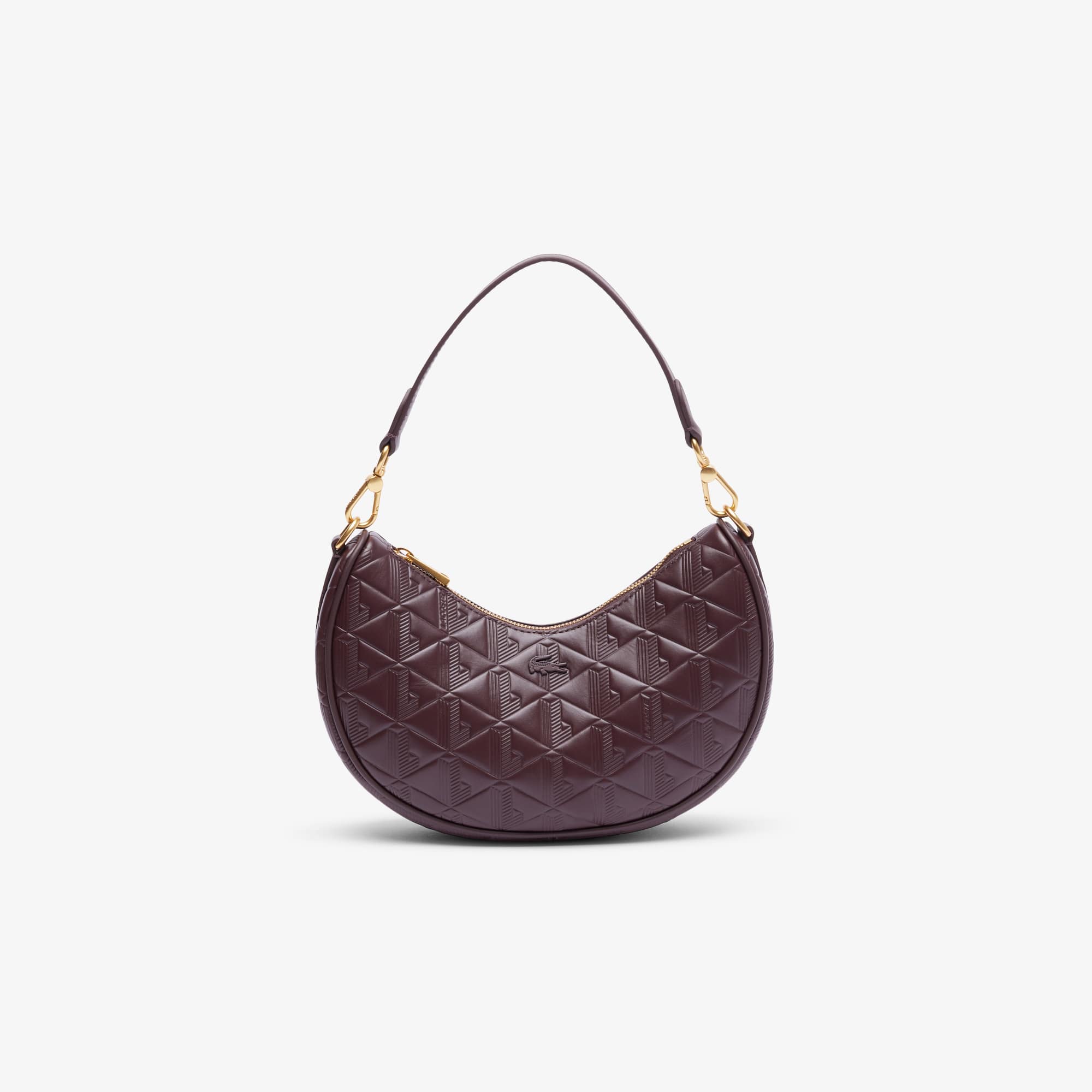 Lacoste Maheki Embossed Leather Half Moon Bag - One Size In Brown