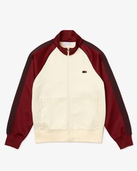 Men's Colorblock Zippered High Neck Cotton Blend Sweatshirt
