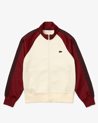 Men's Colorblock Zip-Up High Neck Cotton Blend Sweatshirt