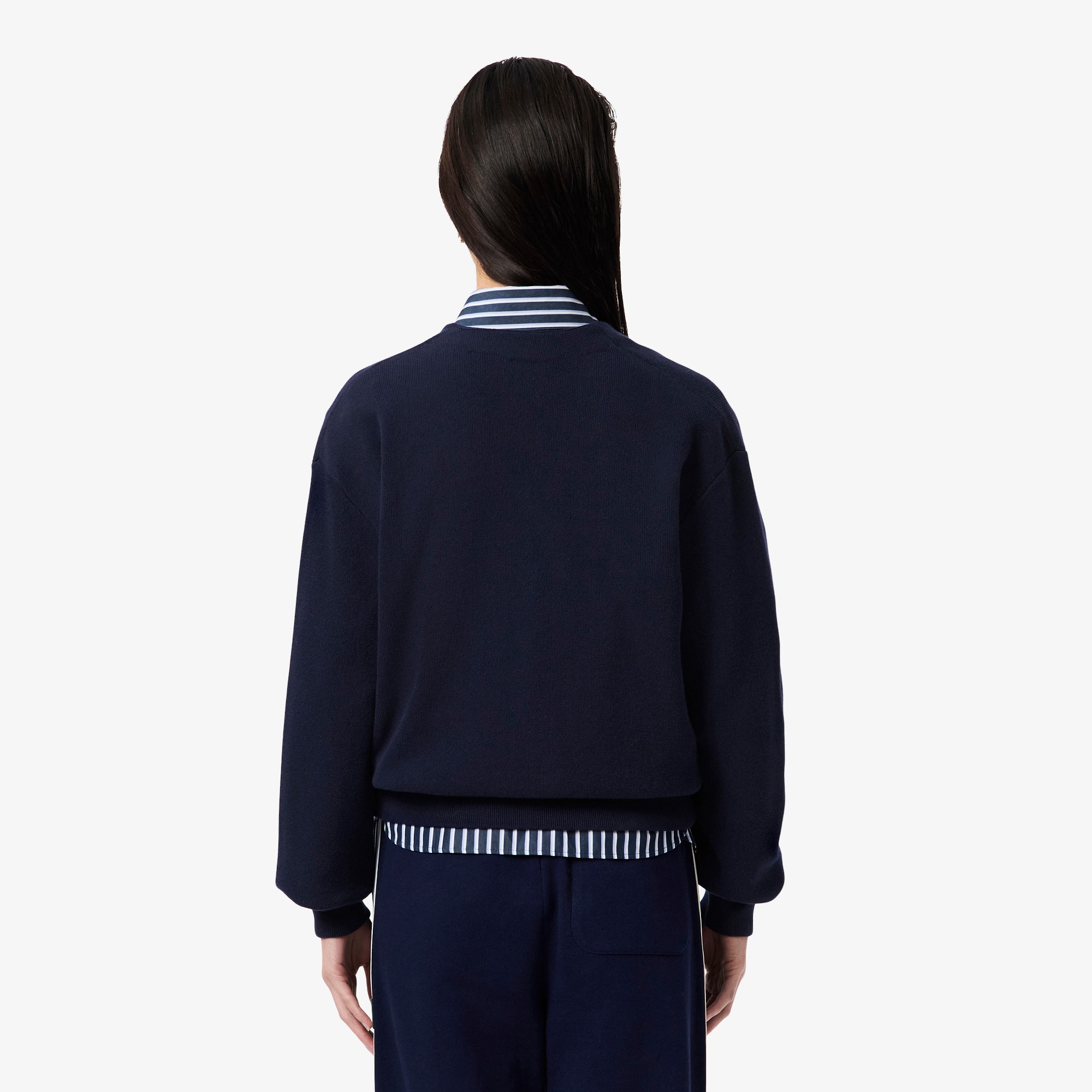 Women's V-Neck Moss Stitch Cotton Cardigan - Sweaters