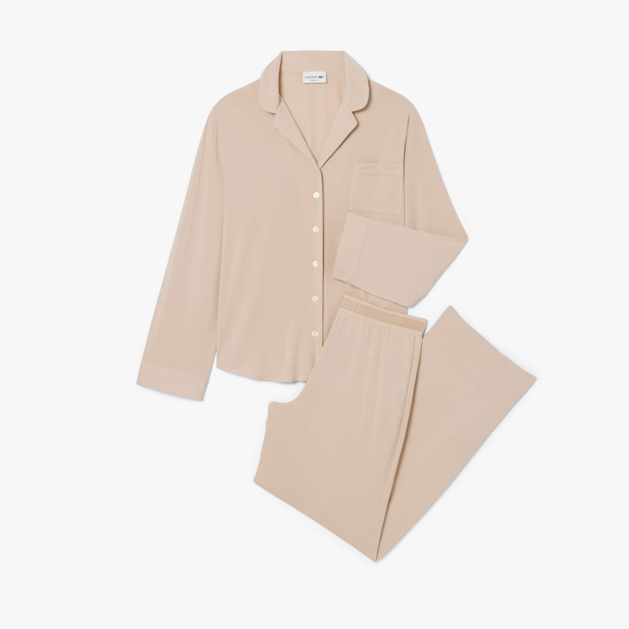 Lacoste Modal Jersey Pajama Set - Xl In Neutral