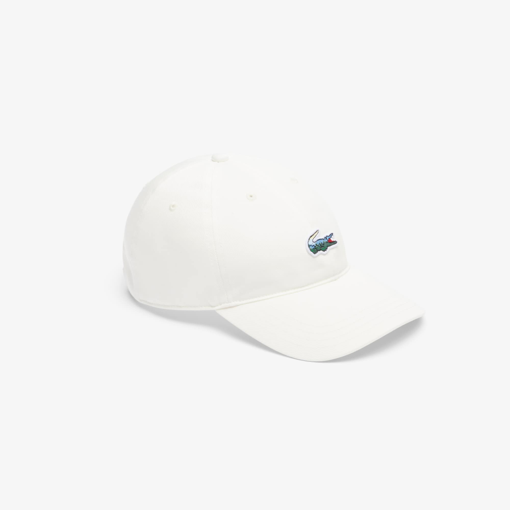 Lacoste Unisex Landscape Crocodile Cotton Cap - One Size In White