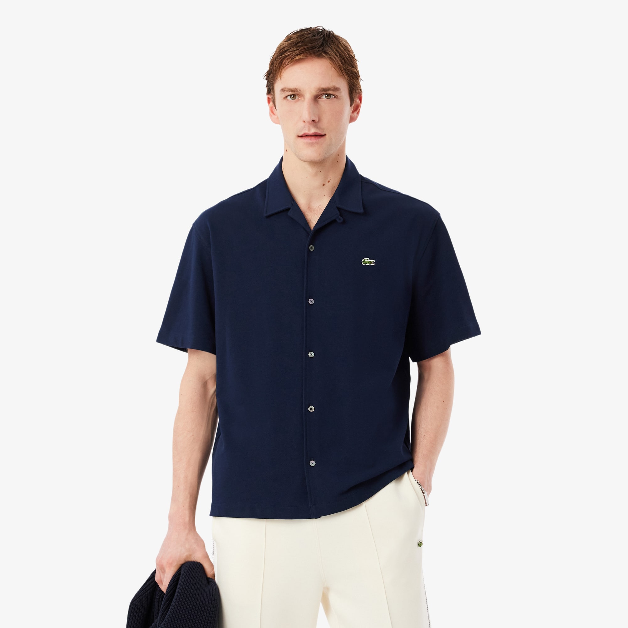 Relaxed Fit Short Sleeved Piqué Shirt - Button Down Shirts - New
