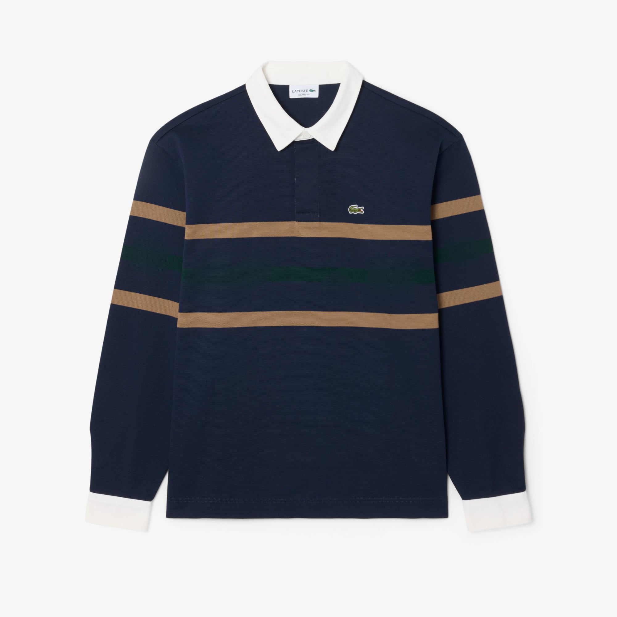 Relaxed Fit Striped Piqué Rugby Polo Shirt