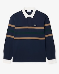 Relaxed Fit Striped Piqu&eacute; Rugby Polo Shirt