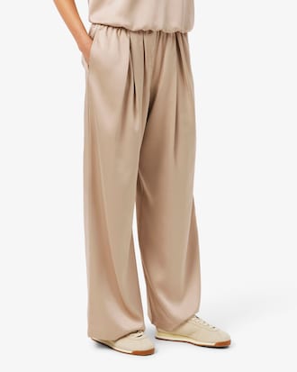 Pantalones De Satin El&aacute;stico Oversize