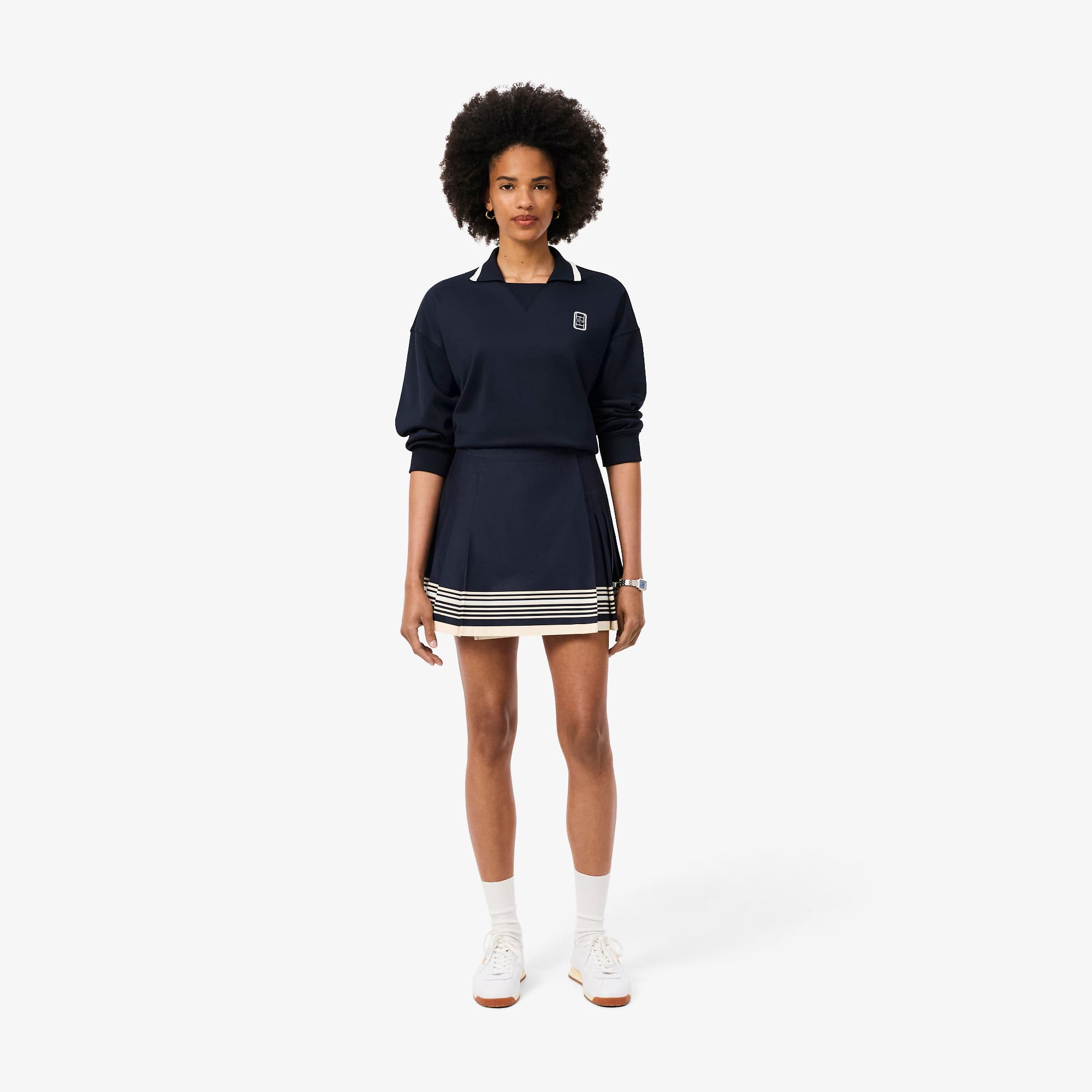 Lacoste Short Pleated Wrap Skirt - Xs (34) In Blue