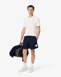 Shorts De Malla Con Estampado Gr&aacute;fico Para Hombre