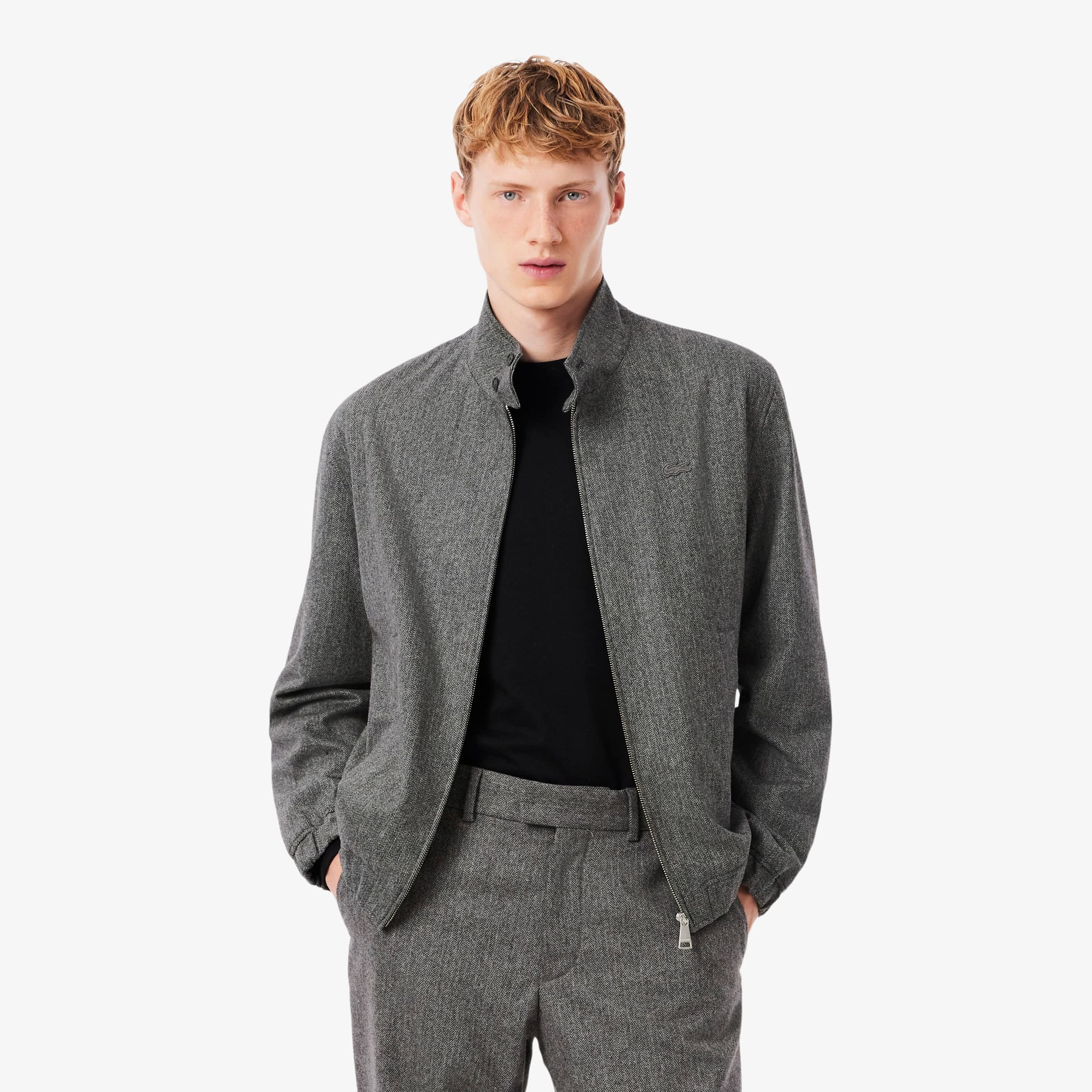 Lacoste Men's Wool Harrington Jacket - 50 - M In Gray
