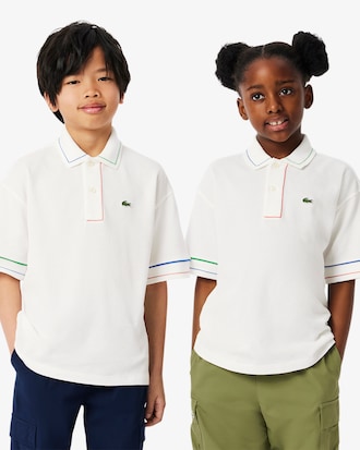 Kids' Contrast Accent Petit Piqué Polo