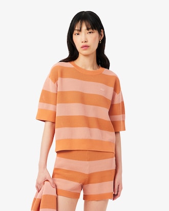 Playera De Punto De Malla A Rayas