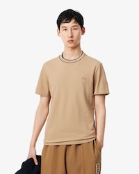 Men's Stretch Piqu&eacute; Striped Collar T-Shirt