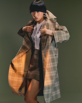 Women's Water-Repellent Plaid Wrap Coat