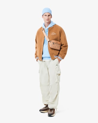 Men's Wool Crocodile Badge Bomber Jacket