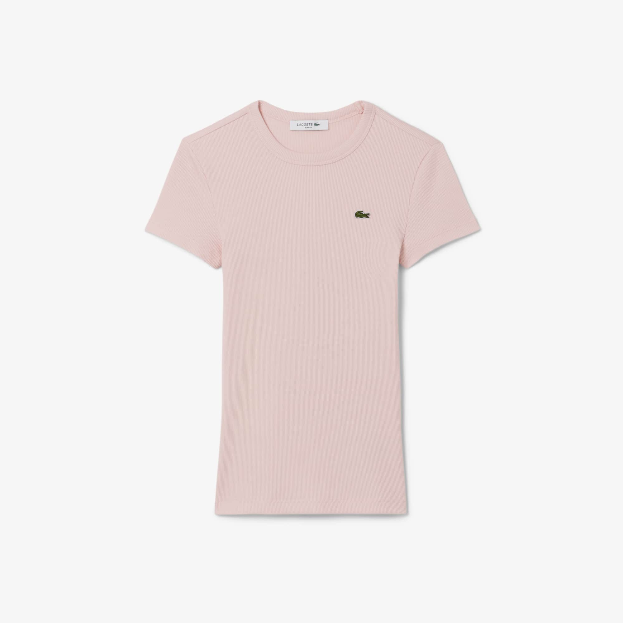 Lacoste Ribbed T-shirt In Pink