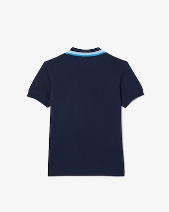 Kids' Stripe Collar Petit Piqué Polo