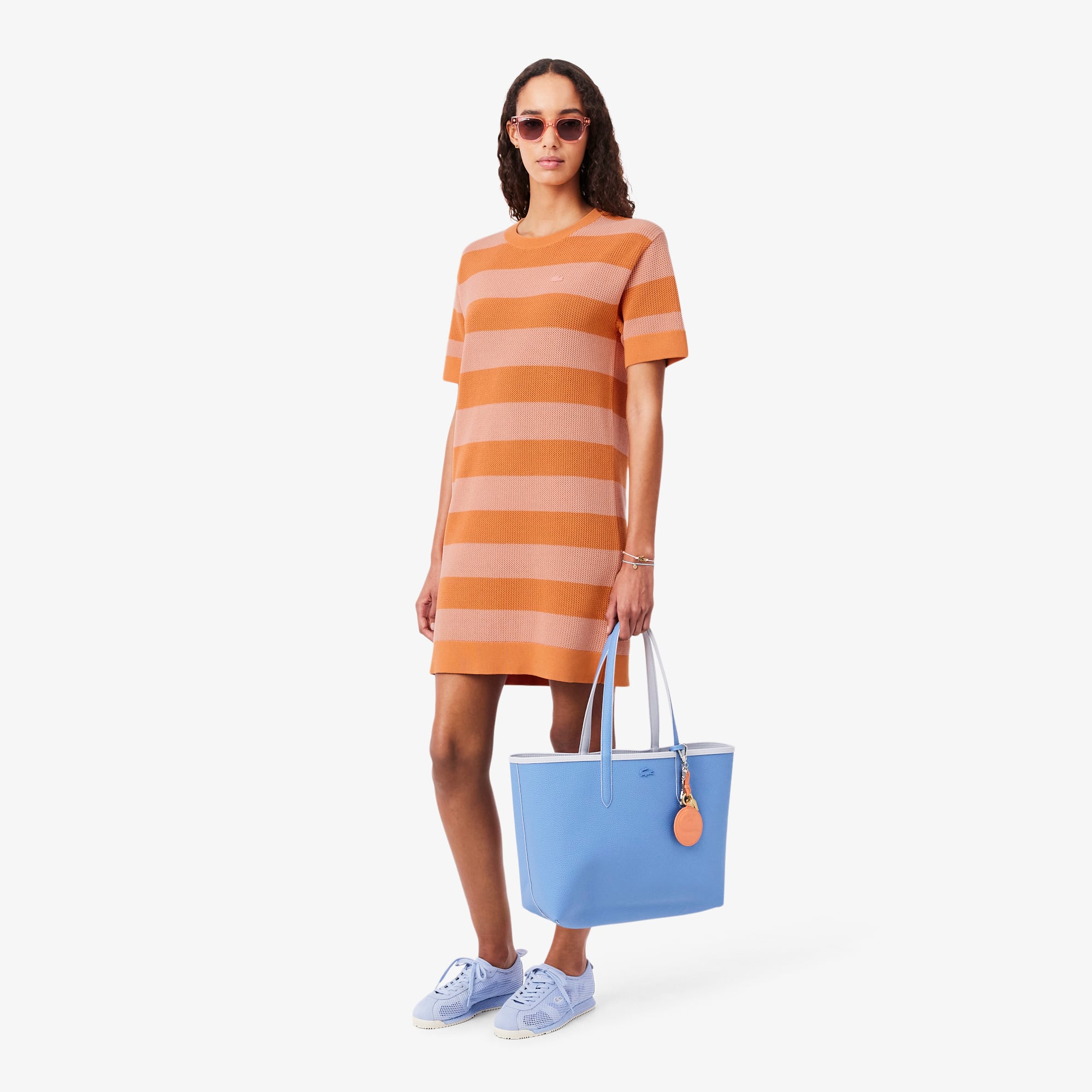 Striped Mesh Knit T-Shirt Dress - Dresses - New In 2026 | Lacoste