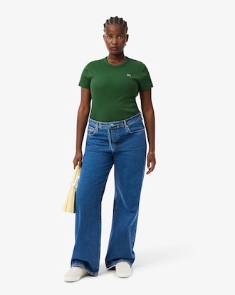 Women's Slim Fit Ribbed Cotton T-Shirt