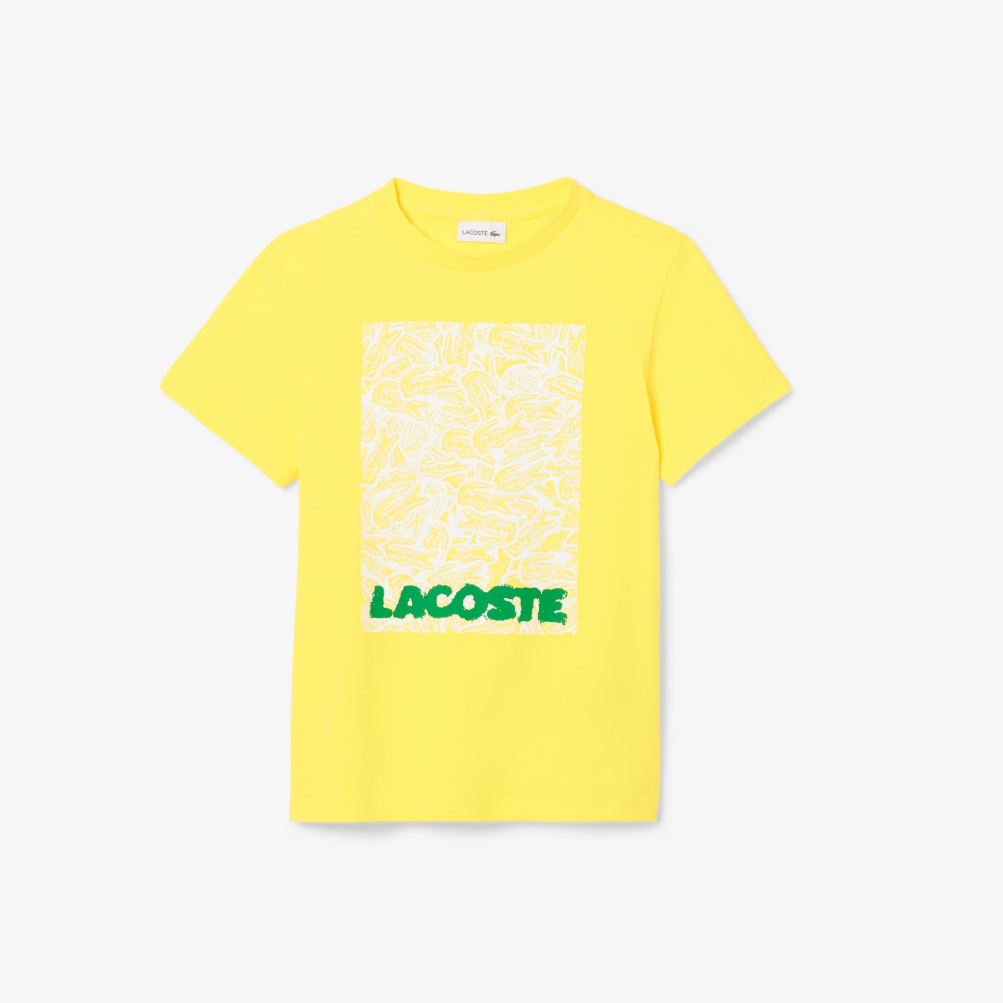 Tシャツ・カットソー LACOSTE Men T-shirt Yellow TH6709 Z6S Kids' Printed Cotton T-Shirt - T-Shirts & Tops - New In 2025