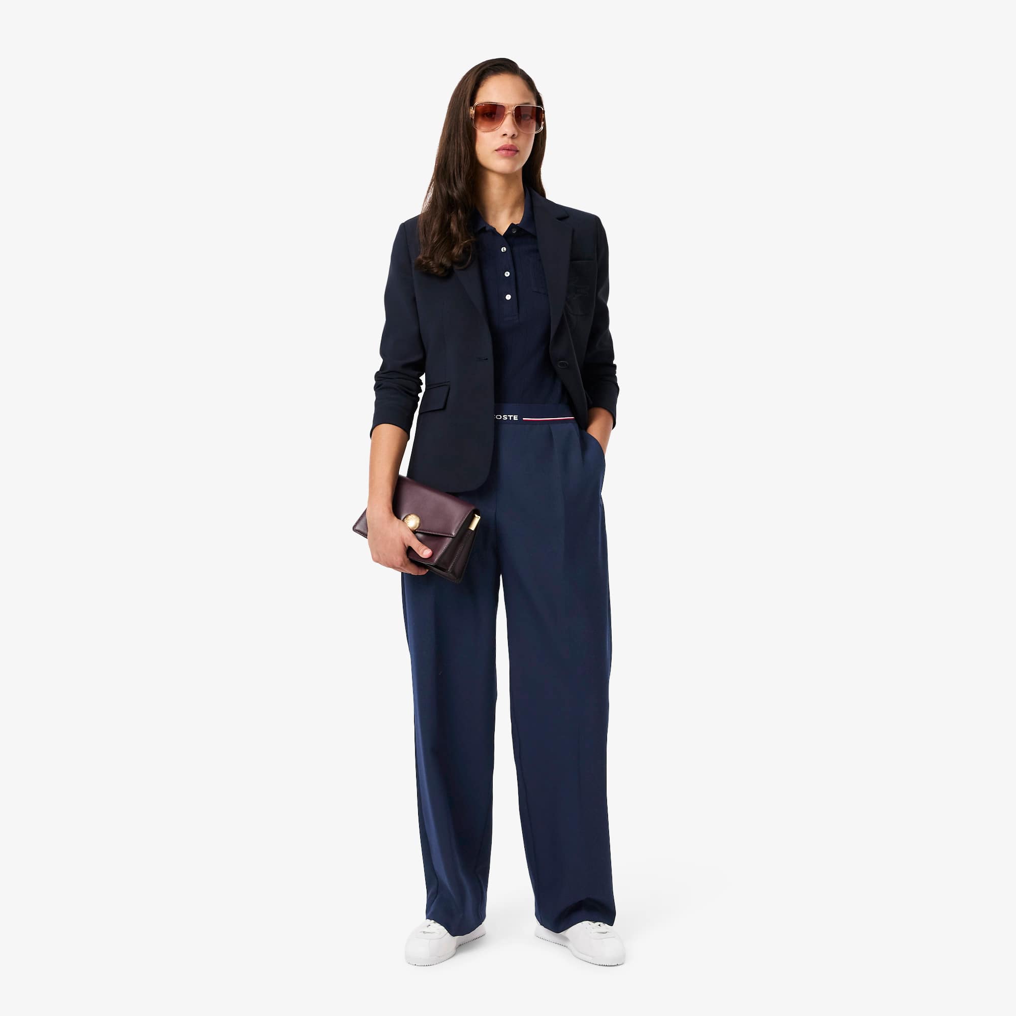Women's Oversized Wool Blend Pleated Pants - Pants & Leggings