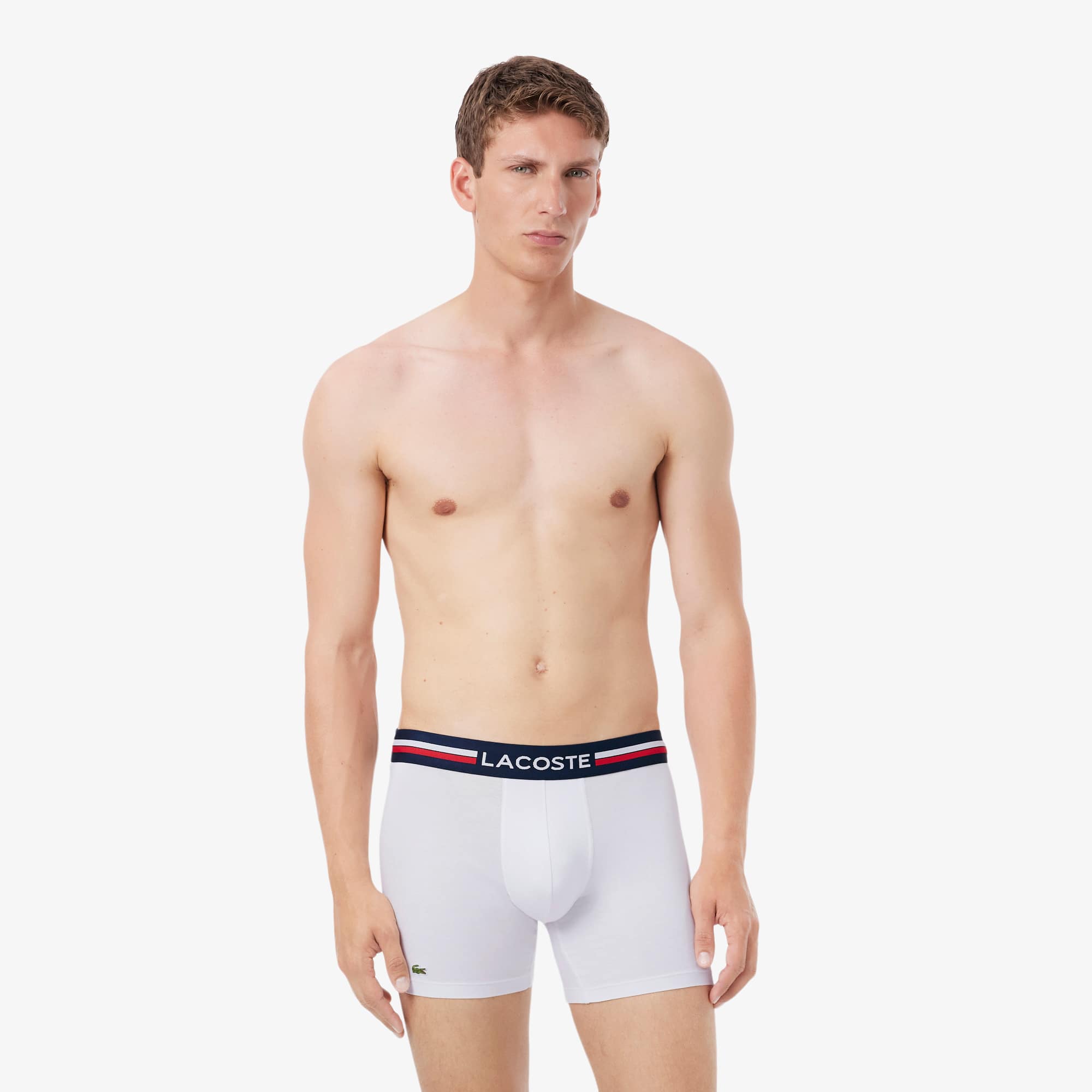 Lacoste Men's 3-pack Cotton Boxer Briefs In White