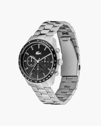 Men's Boston Chrono Watch - Black With Stainless Steel Strap