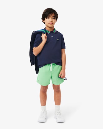 Kids' Stripe Collar Petit Piqu&eacute; Polo