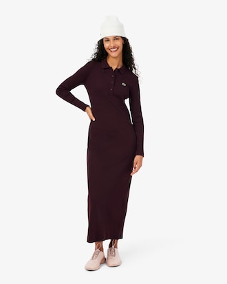 Vestido Ajustado con Cuello Polo de Algod&oacute;n Acanalado