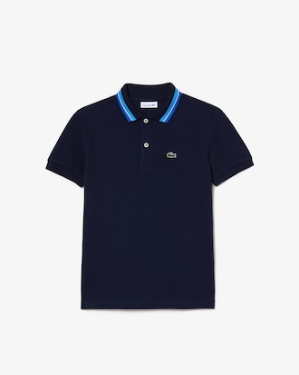 Kids' Stripe Collar Petit Piqu&eacute; Polo