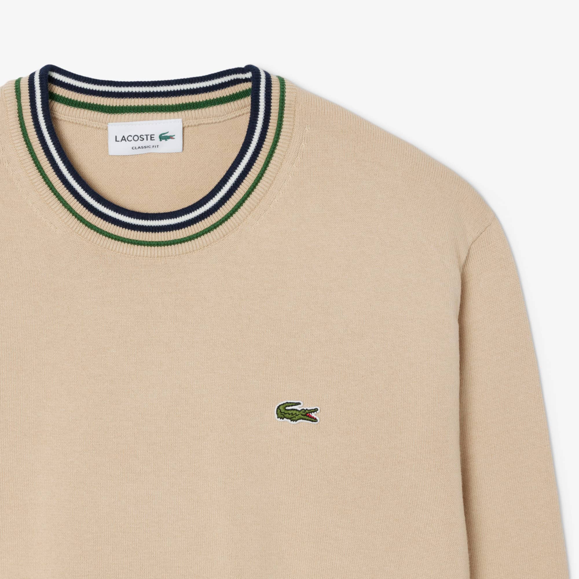 LACOSTE ストライプセーター 38 ミックスストライプアルパカブレンドVネックセーター AF0652