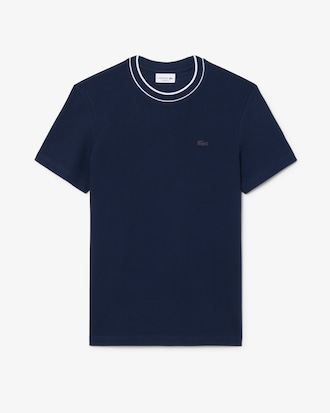 Men's Stretch Piqu&eacute; Striped Collar T-Shirt