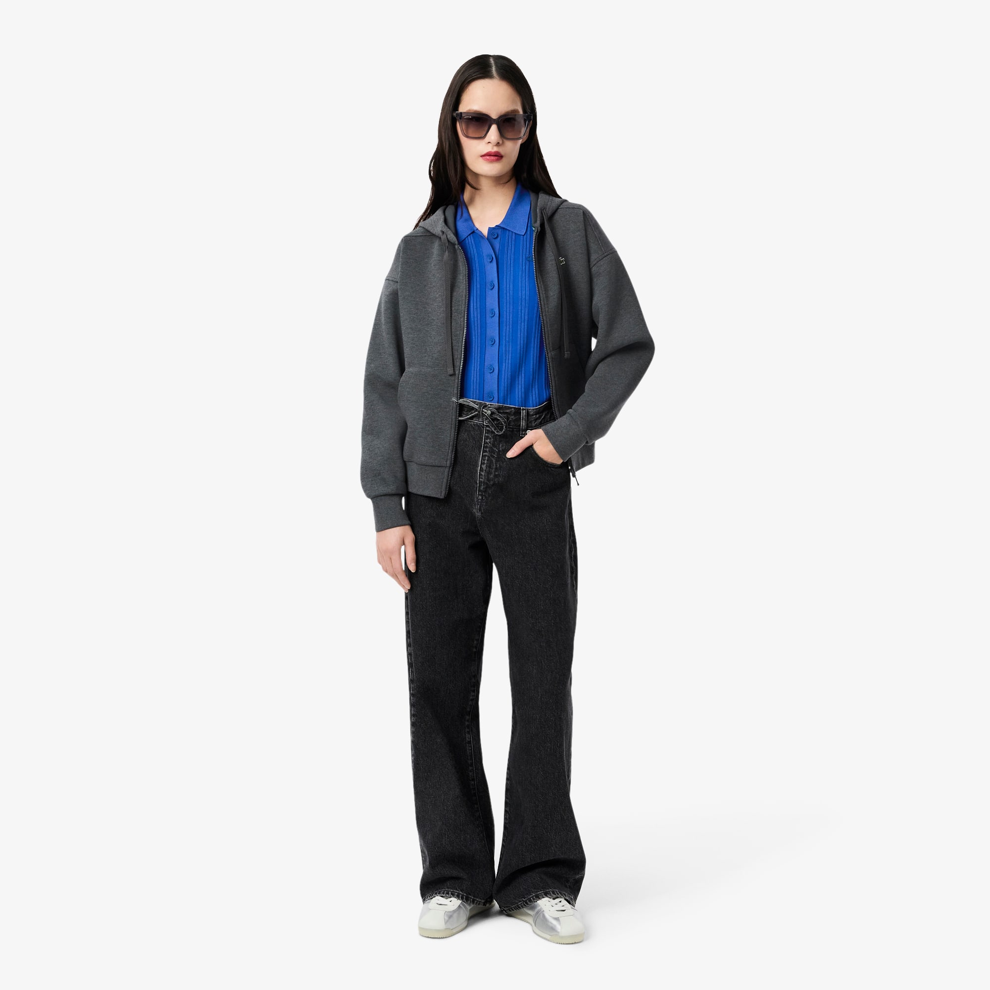Women's Ribbed Knit Polo Collar Sweater - Sweaters & Sweatshirts
