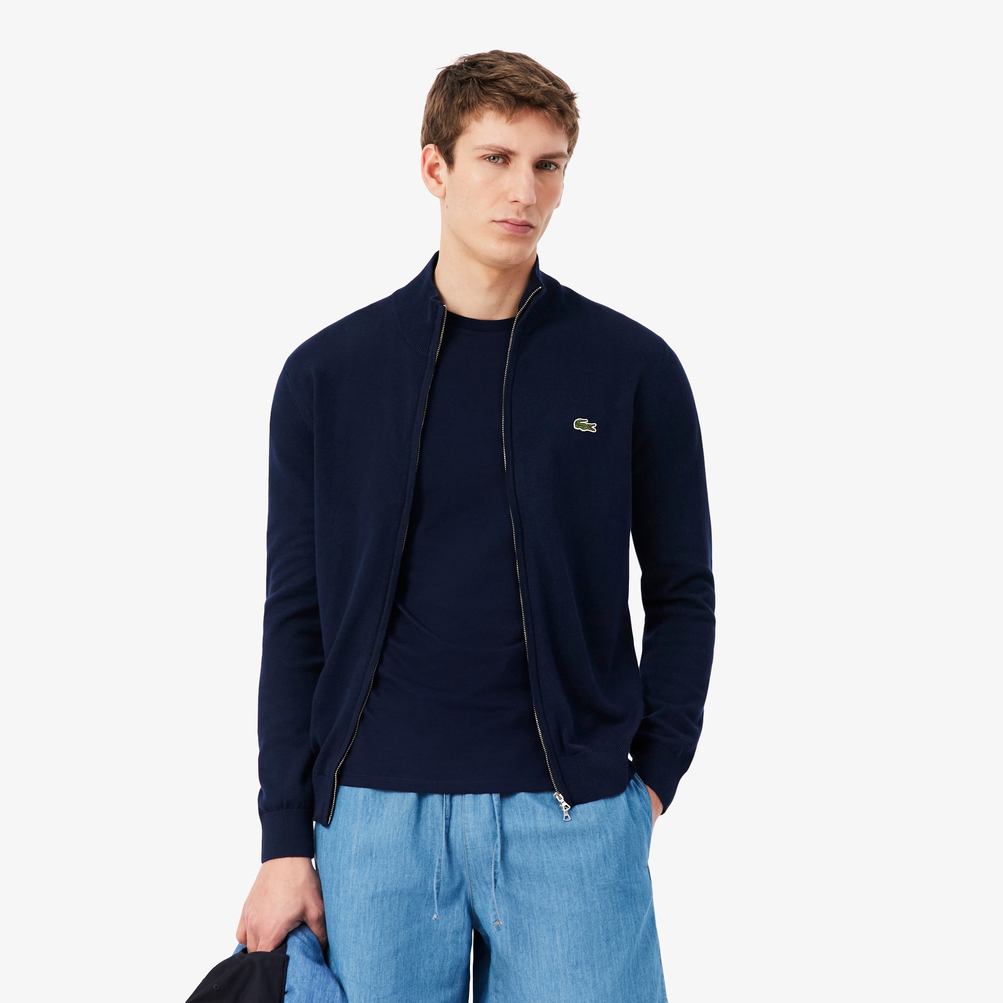 CHEMISE LACOSTE ジップアップ Men's Zip-Up High-Neck Cotton Sweater - Sweaters & Sweatshirts