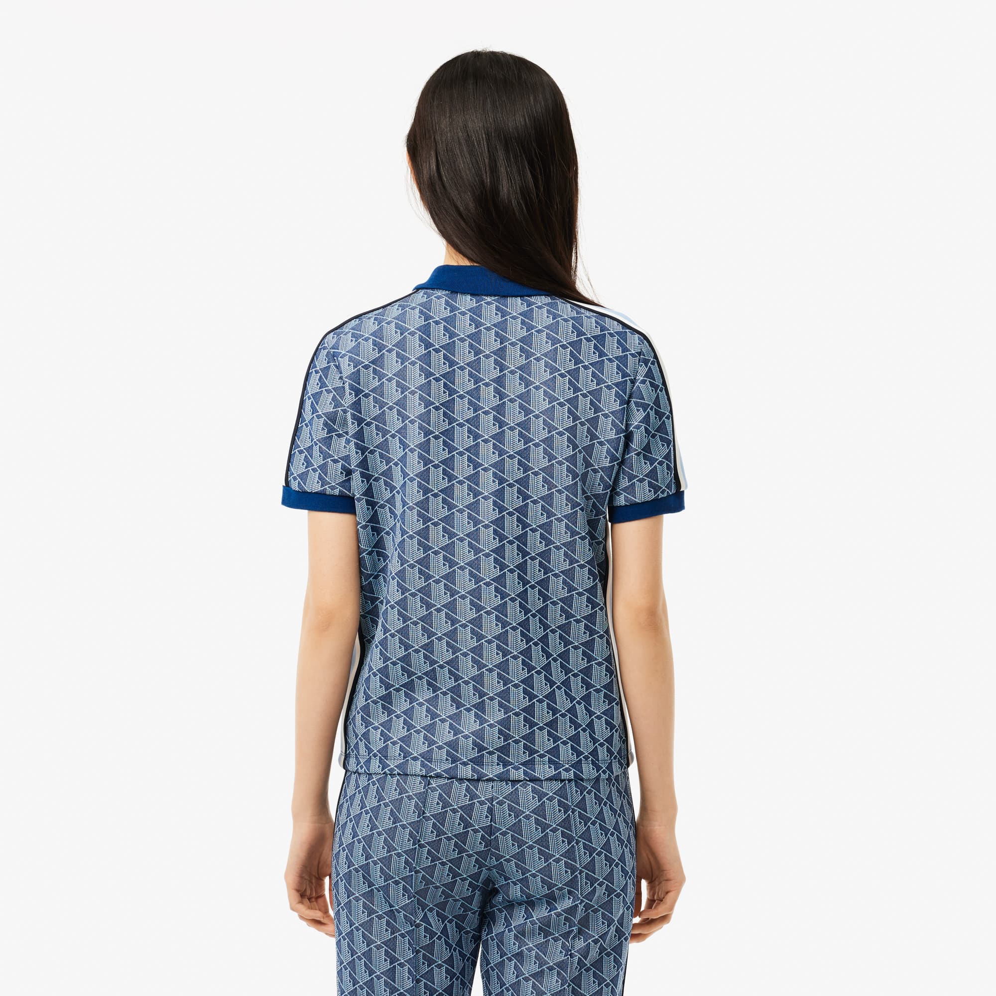 Lacoste ネイビー モノグラム Women's Slim Fit Monogram Polo - Polo Shirts - New In 2025 | Lacoste