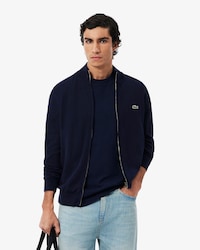 Men's Zip-Up High-Neck Cotton Sweater