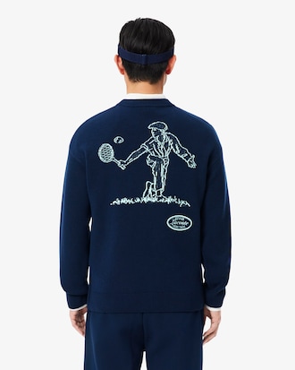 Wool Blend Crew Neck Tennis Heritage Sweater