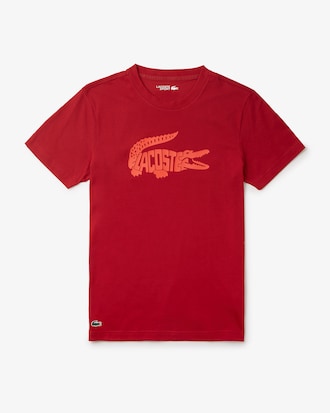 Lacoste Ultra Dry Red Men's Ultra Dry Printed Sport T-Shirt T