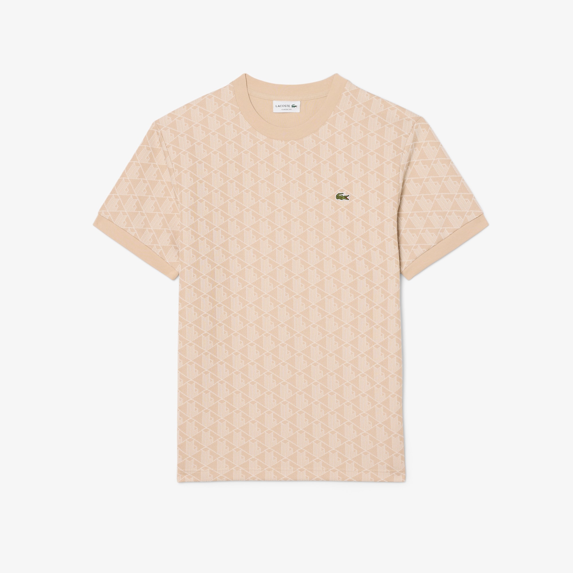 Lacoste Jacquard-monogram T-shirt In Neutral