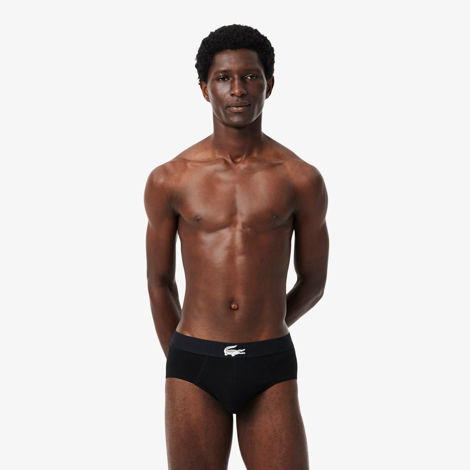Lacoste 3-pack Stretch Jersey Briefs - Xl In Black