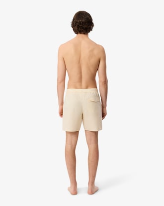 Men's Mid Length Striped Textured Swim Trunks