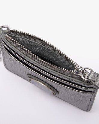 Women's Snap Hook Grained Leather Card Holder