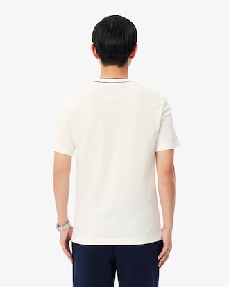 Playera Para Hombre En Piqu&eacute; El&aacute;stico Con Cuello A Rayas