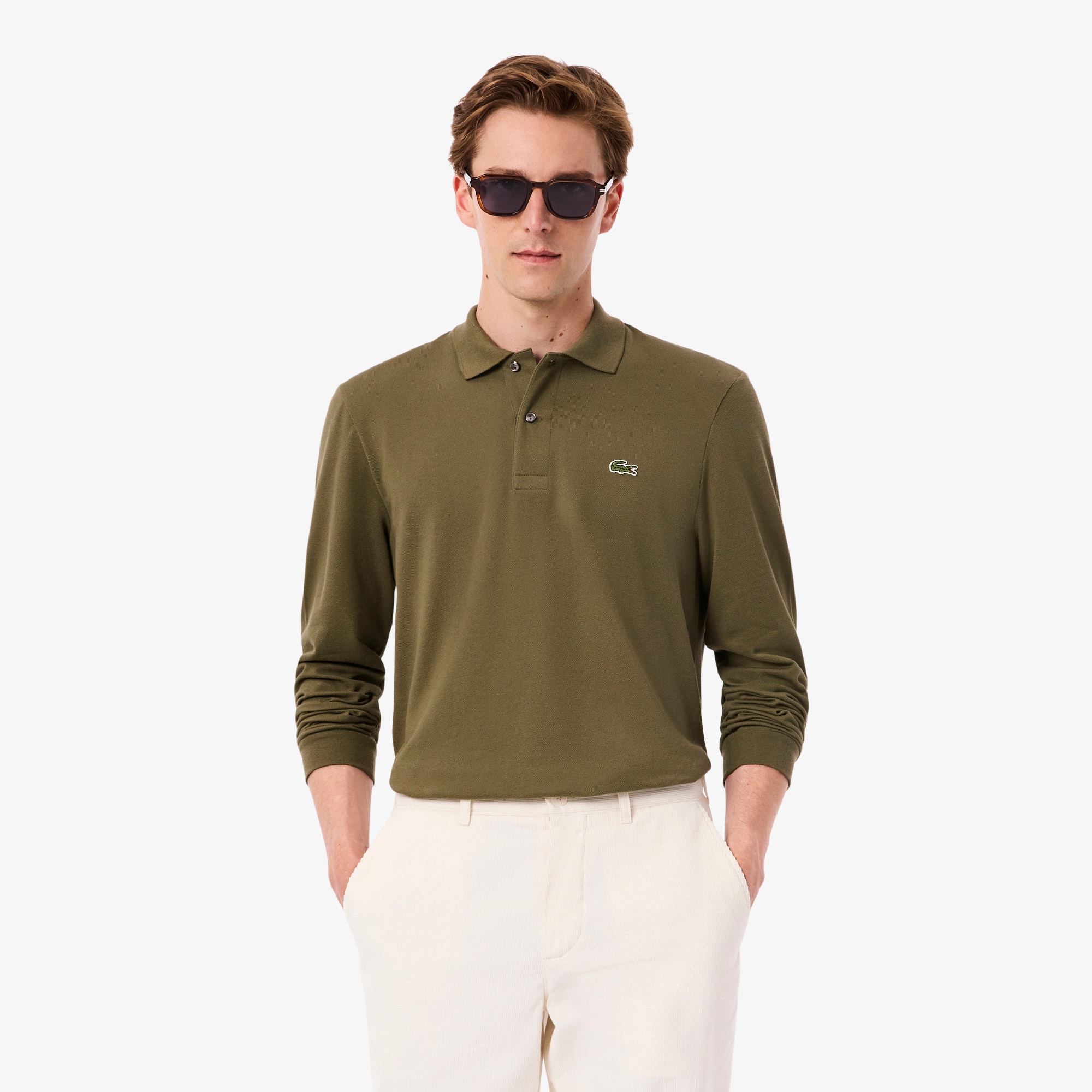 Lacoste Men's Classic Fit Long Sleeve L.12.12 Polo - S - 3 In Green