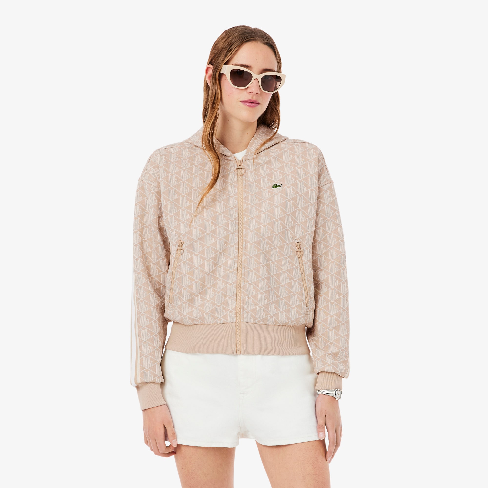 Lacoste Women's Monogram Hoodie - 36 In Brown