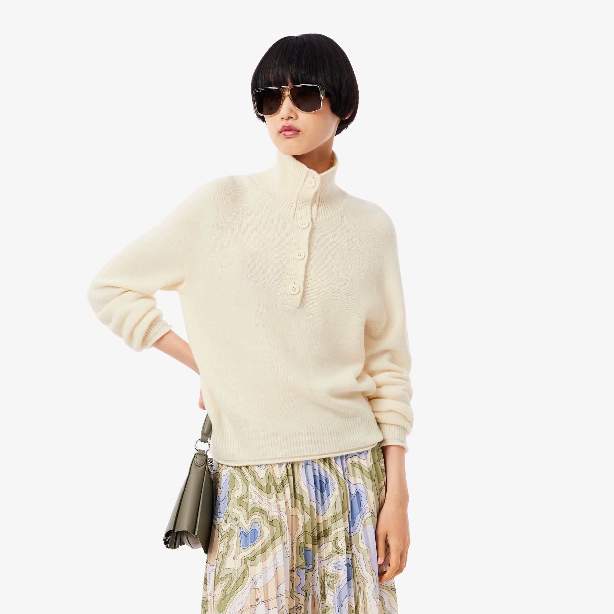 Lacoste Women's Wool High-neck Sweater - 36 In Neutral